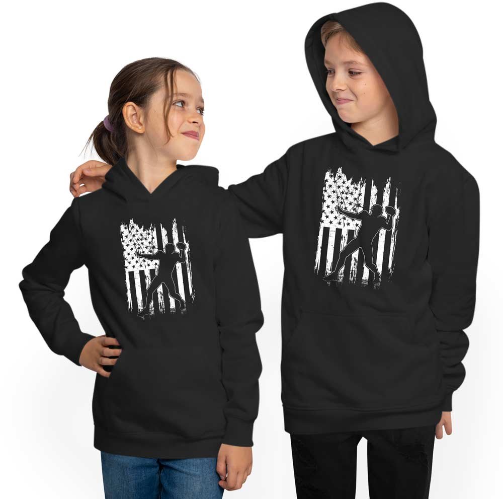 Hooded Sweatshirt Hoodie Kids - American Football with Flag i497